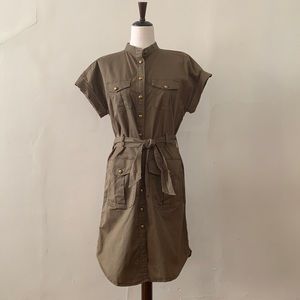 Polo Ralph Lauren Self-tie Buttoned Shirtdress KHAKI US 4